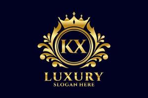 modèle initial de logo de luxe royal de lettre kx dans l'art vectoriel pour des projets de marque luxueux et d'autres illustrations vectorielles.