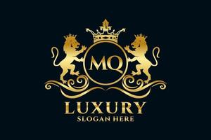 modèle initial de logo de luxe royal de lion de lettre mq dans l'art vectoriel pour des projets de marque luxueux et d'autres illustrations vectorielles.