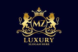 modèle de logo de luxe royal lion lettre initiale mz dans l'art vectoriel pour des projets de marque luxueux et d'autres illustrations vectorielles.