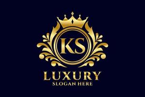 modèle initial de logo de luxe royal de lettre ks dans l'art vectoriel pour des projets de marque luxueux et d'autres illustrations vectorielles.