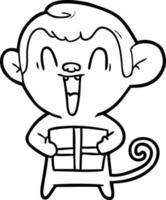dessin animé singe qui rit vecteur