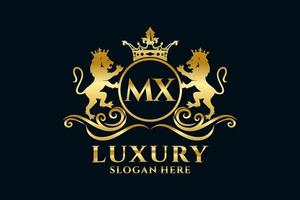 modèle initial de logo de luxe royal de lion de lettre mx dans l'art vectoriel pour des projets de marque luxueux et d'autres illustrations vectorielles.