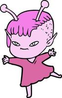 fille extraterrestre de dessin animé mignon vecteur