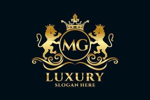 modèle de logo de luxe royal lion lettre initiale mg dans l'art vectoriel pour les projets de marque de luxe et autres illustrations vectorielles.