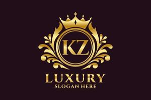 modèle initial de logo de luxe royal de lettre kz dans l'art vectoriel pour des projets de marque luxueux et d'autres illustrations vectorielles.