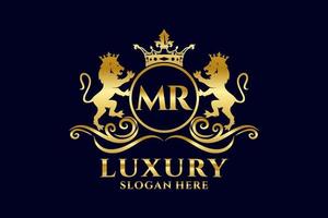 modèle de logo de luxe royal lion lettre initiale mr dans l'art vectoriel pour les projets de marque de luxe et autres illustrations vectorielles.