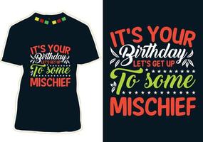 conception de t-shirt joyeux anniversaire vecteur