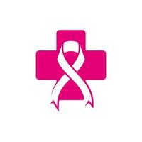 logo du cancer du sein féminin avec ruban rose vecteur