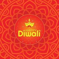 voeux de diwali avec diwali diya, mandala et étoiles que vous pouvez utiliser pour envoyer des souhaits de diwali vecteur