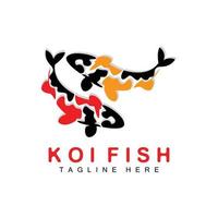 création de logo de poisson koi, vecteur de poisson d'ornement chanceux et triomphal chinois, icône de poisson d'or de marque d'entreprise