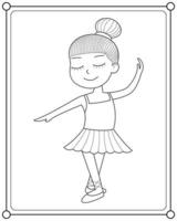 jolie ballerine adaptée à l'illustration vectorielle de la page de coloriage pour enfants vecteur