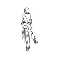 illustration de grosse femme dans le style d'art en ligne vecteur