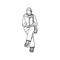 illustration de grosse femme dans le style d'art en ligne vecteur