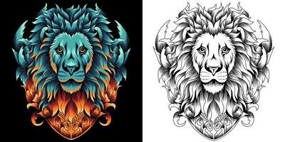 tête de lion avec vecteur d'ornement