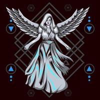ange gardien avec illustration d'ornement pour produit de marchandise design vecteur