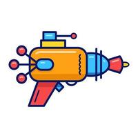 illustration vectorielle avec un blaster rétro de dessin animé. arme laser bleu ou pistolet à rayons sur fond blanc. vecteur