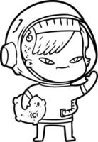 femme astronaute de dessin animé vecteur