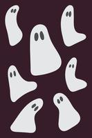jeu de fantômes vectoriels. illustration de fantôme de doodle dessinés à la main. croquis d'esprit simple. décor d'Halloween. vecteur