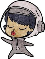 dessin animé jolie fille astronaute vecteur