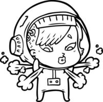 femme astronaute de dessin animé vecteur