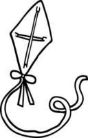 cerf-volant de dessin animé noir et blanc vecteur