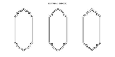 forme vectorielle islamique d'un arc de fenêtre ou de porte. ensemble de cadres arabes. icône de contour modifiable ramadan kareem vecteur