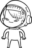 femme astronaute de dessin animé vecteur