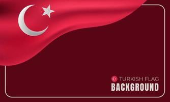 drapeau turc de dessin animé plat flottant sur fond. adapté à la conception de diverses célébrations nationales vecteur