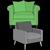 illustrateur de blocs de couleur de canapé ou de canapé. meubles de bloc de couleur pour le salon. illustration vectorielle. vecteur