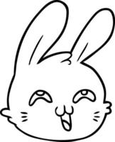 visage de lapin heureux de dessin animé vecteur