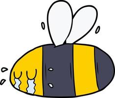 dessin animé abeille qui pleure vecteur