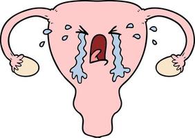 dessin animé utérus qui pleure vecteur