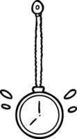 dessin au trait d'une montre hypnotiseur en or qui se balance vecteur
