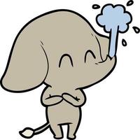 éléphant de dessin animé mignon jaillissant de l'eau vecteur