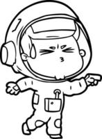 astronaute stressé de dessin animé vecteur