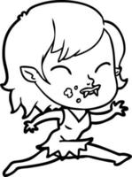 dessin animé vampire fille avec du sang sur la joue vecteur