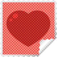 coeur symbole graphique carré autocollant timbre vecteur