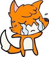 dessin animé de renard qui pleure vecteur