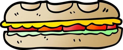sandwich savoureux de dessin animé de gradient de vecteur