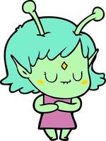 fille extraterrestre de dessin animé vecteur