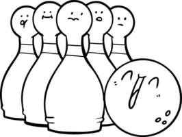 dessin animé rire boule de bowling et épingles vecteur