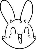 visage de lapin heureux fou de dessin animé vecteur