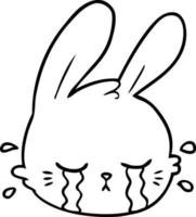 visage de lapin de dessin animé qui pleure vecteur