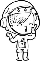 dessin animé riant fille astronaute vecteur