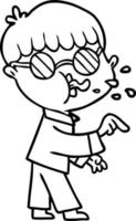 dessin animé garçon portant des lunettes et faisant valoir vecteur