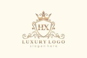 modèle de logo de luxe royal de lettre hx initiale dans l'art vectoriel pour le restaurant, la royauté, la boutique, le café, l'hôtel, l'héraldique, les bijoux, la mode et d'autres illustrations vectorielles.