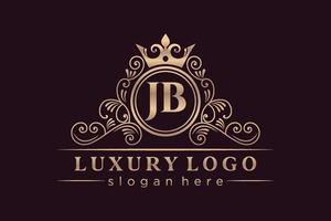jb lettre initiale or calligraphique féminin floral monogramme héraldique dessiné à la main antique vintage style luxe logo design prime vecteur