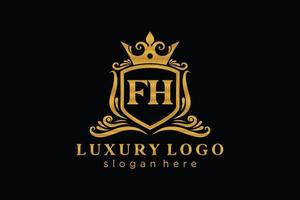 modèle initial de logo de luxe royal de lettre fh dans l'art vectoriel pour le restaurant, la royauté, la boutique, le café, l'hôtel, l'héraldique, les bijoux, la mode et d'autres illustrations vectorielles.