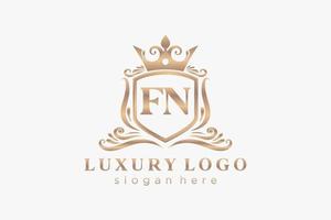 modèle initial de logo de luxe royal de lettre fn dans l'art vectoriel pour le restaurant, la royauté, la boutique, le café, l'hôtel, l'héraldique, les bijoux, la mode et d'autres illustrations vectorielles.