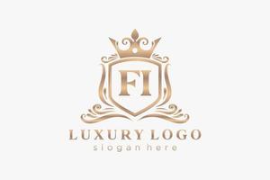 modèle de logo de luxe royal fi lettre initiale dans l'art vectoriel pour le restaurant, la royauté, la boutique, le café, l'hôtel, l'héraldique, les bijoux, la mode et d'autres illustrations vectorielles.